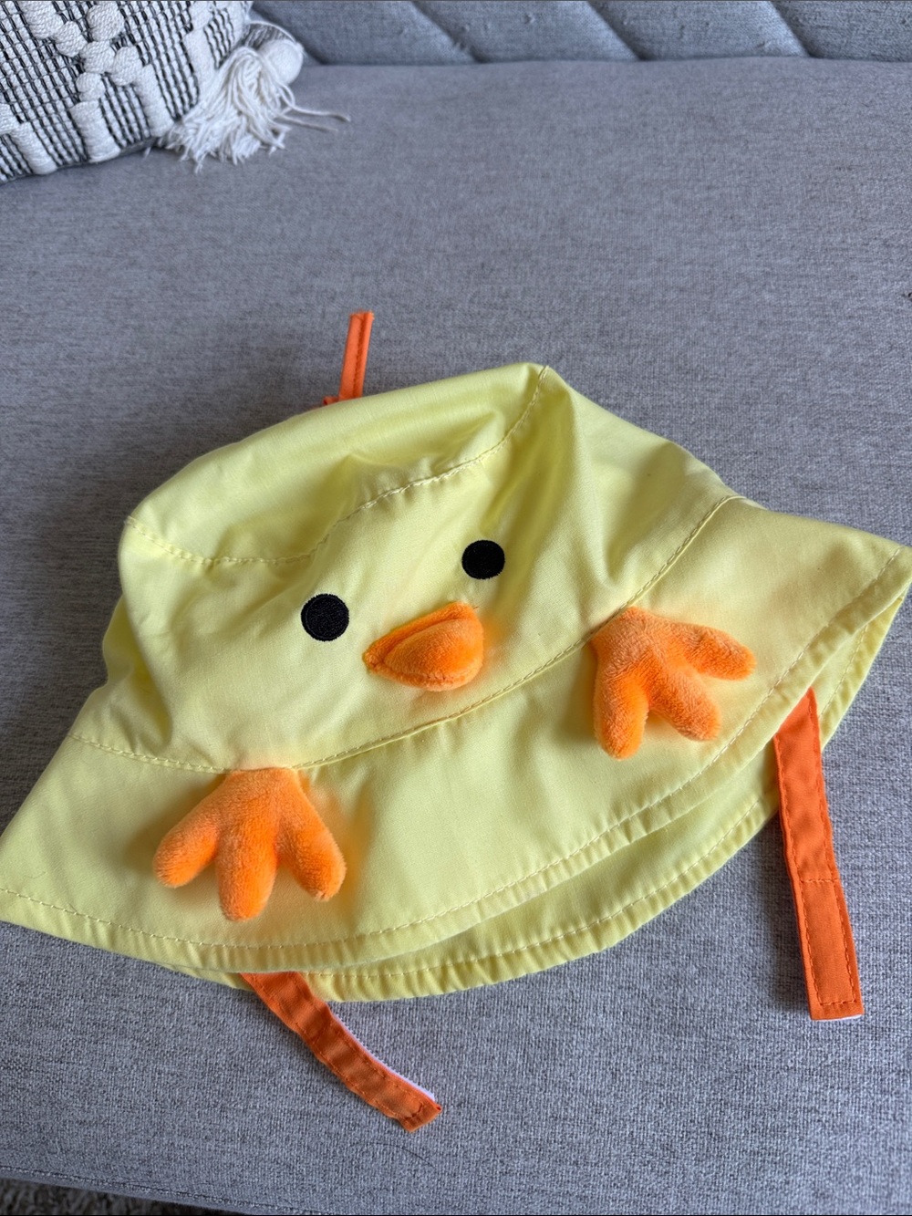 Yellow Chick Bucket Hat for baby /toddler with Orange Details